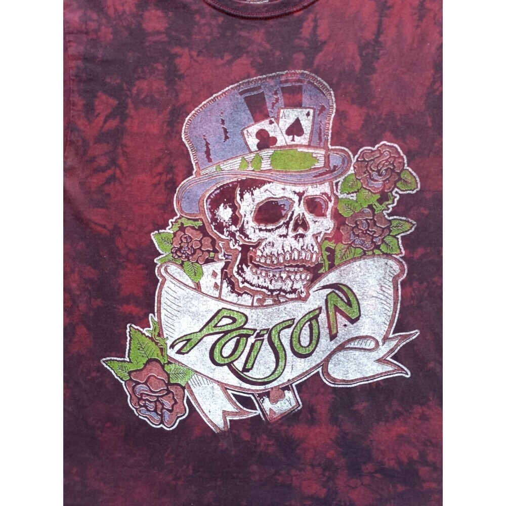 Poison Band T-Shirt Men's Medium Skull Graphic Tie Dye Red Short Sleeve - Picture 2 of 9